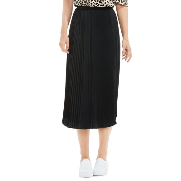 NWT Womens Size XL Vince Camuto Black Pleat Rumple Midi Skirt NEW - Picture 1 of 2